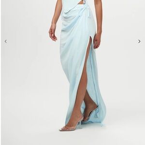 Naked Wardrobe Linen Light Blue Maxi Skirt